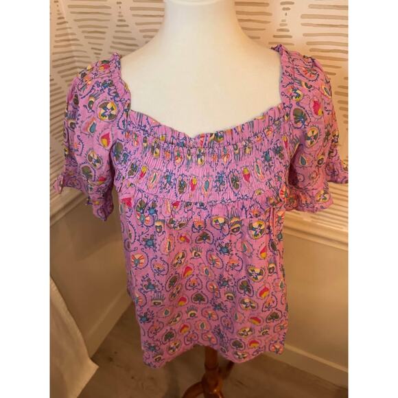 Ivy Jane Women’s Small Pink Floral Smocked Top - Picture 6 of 6